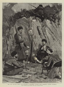 A guerra entre Servia e Bulgária, um posto avançado búlgaro perto de Hermanli, Eastern Roumelia
